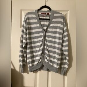 Grey And White Button Up Cardigan By American Blue